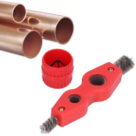 Polisseuse de tuyaux en cuivre 4 en 1 + outil de chanfreinage + brosse métallique à piles + brosse pour tubes à essai + brosse antirouille (1/5)