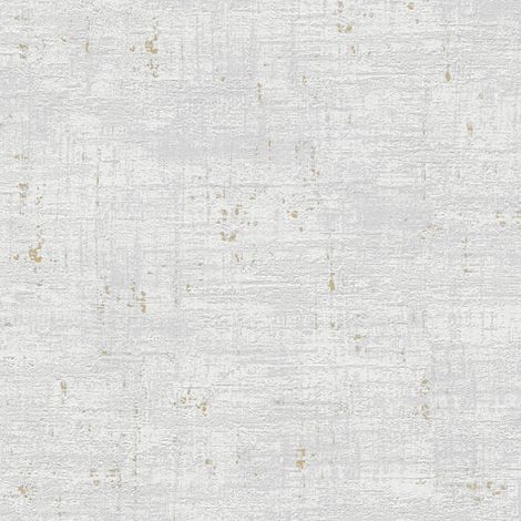 Empapelado efecto estuco Profhome 396573 papel pintado no tejido texturado con textura perceptible y acentos metálicos gris blanco-crema oro 5,33 m2