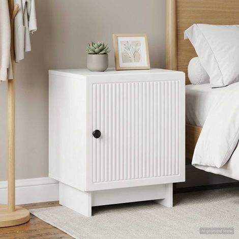 Lot de 2 tables de chevet en bois d’ingénierie blanc brillant 43 x 34,5 x 50 cm - PANGIVO (1/5)