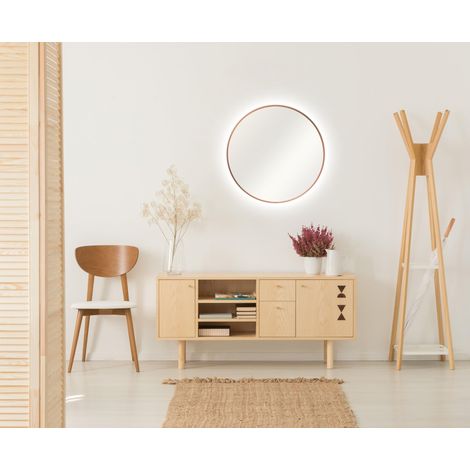Miroir Mural Rond décoratif avec éclairage LED indirect en cuivre Mat Ø 50 cm 50264 (1/5)