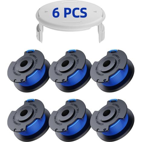 Pack Trimmer Line Spool Replacements for Ryobi One+ AC14RL3A 18v 24v 40v Trimmers, (6 Trimmer Line Spools, 1 Cover) (1/5)