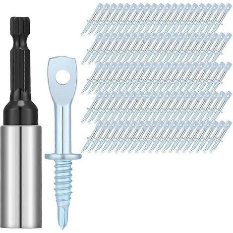 100 vis autotaraudeuses à pointe de perçage en zinc et 1 tournevis de 67 mm (2-5/8 po) (1/5)