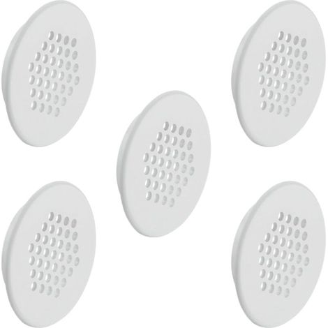 5 griglie di ventilazione rotonde in plastica, diametro incassato 35 mm, altezza 8 mm, copertura protettiva per soffitto, parete e infissi, bianche (1/3)