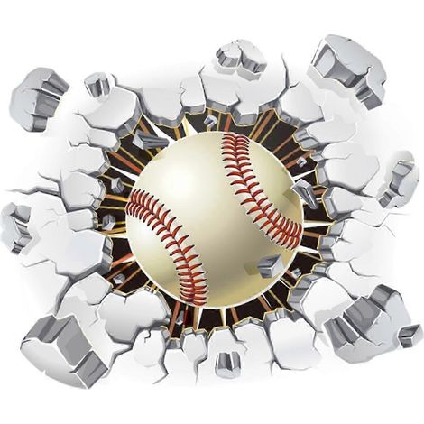 Sticker mural 3D en forme de boule, autocollant mural, pour une ambiance Porty, amovible et adhésif, idéal pour les chambres d'enfants, les salles de jeux et les maisons de location.-Baseball