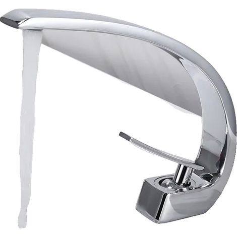 Robinet de lavabo, monté sur le plan de travail, à poignée unique, Chrome A (1/2)