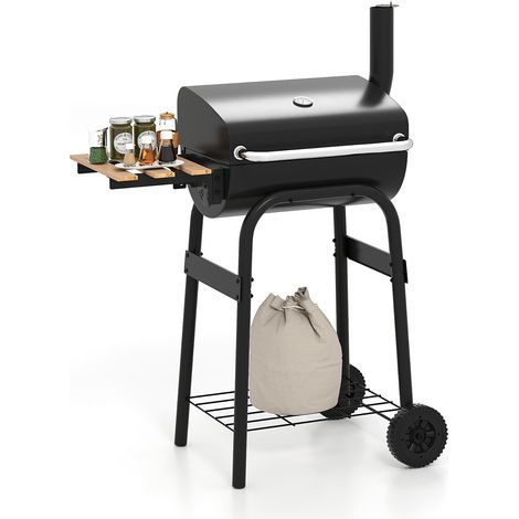 COSTWAY Barrel Charcoal Grill Outdoor Portable BBQ Barbecue Grill-Black