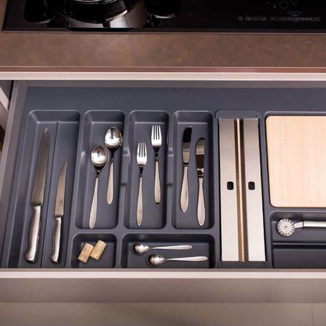 Range-couverts Alberti M60 Gris - ALBERTI - Range-couverts adaptable en plastique anthracite