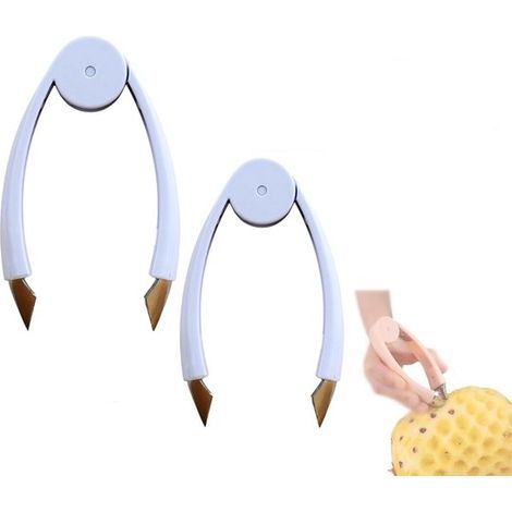Pinza extractora de semillas, 2 piezas, Extractor multifuncional de brotes de piña, Extractor de tallos de fresa, Deshuesador de fresas, Azul (1/5)