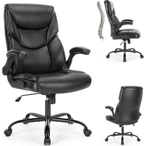 Chaise de bureau en cuir PU accoudoirs réglables et rabattables (1/5)