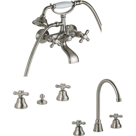 Set rubinetteria arredo bagno in stile retrò colore acciaio antico Gattoni Calypso KITCALY3A0 (1/5)