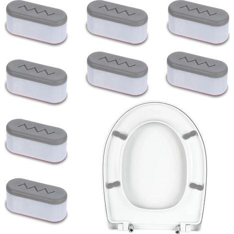 Lot de 8 pare-chocs universels en caoutchouc pour siège de toilette, pour une utilisation avec bidet, fixation adhésive puissante pour couvercle de toilette pour la maison, hôtel, hôpital (1/5)