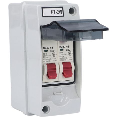 Verteilerkasten IP65 wasserdicht, 2-Wege flammhemmend, MCB Typ C, Verteilergehäuse für den Außenbereich, 20 A 32 A (1/5)
