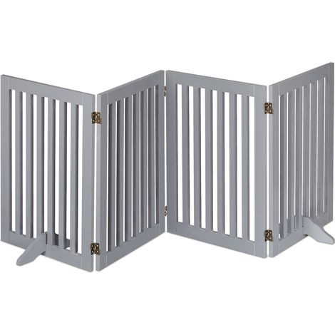 Relaxdays Absperrgitter, freistehendes Schutzgitter, HxB: 70 x 207 cm, mit Füßen, Hunde, klappbar, Türgitter, grau