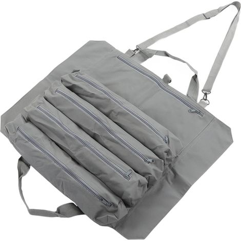 Sac à outils enroulable multifonction pochette à outils portable multifentes suspendu pliable sac de rangement clés à molette gris polyester 56 x 46,5 x 42 cm (1/5)