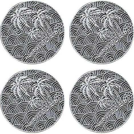Lot de 4 sets de table ronds creux en PVC pour protéger de la chaleur, antidérapants, diamètre 10 cm. (1/5)