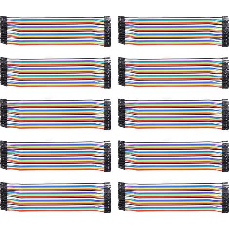 10Câbles de Liaison Femelle-Femelle 2.54mm, 20cm, Lot de 10, Fils Plastique pour Composants Électroniques (1/5)