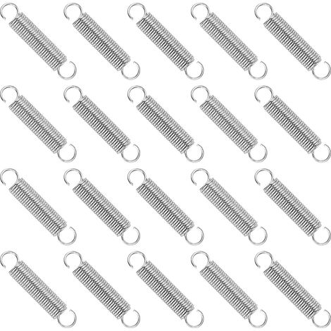 20 - Ressort De Traction - Acier Inoxydable - Double Crochet Pour Réparation Et Assemblage - Argenté - 35,2x6,8mm (1/5)
