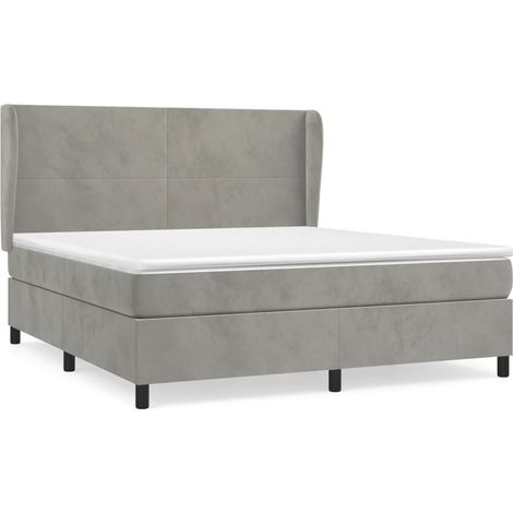 Maison Exclusive - Giroletto a Molle con Materasso Grigio Chiaro 160x200cm Velluto (1/5)