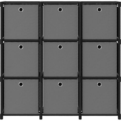 Maison Exclusive - Mobile con 9 Scatole a Cubo Nero 103x30x107,5 cm in Tessuto