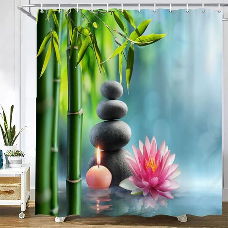 Rideau de douche à motif pierre, rideau en tissu lavable avec crochets, rideau de salle de bain décoratif, pierres, rideaux de douche 3D L220 x H180 cm