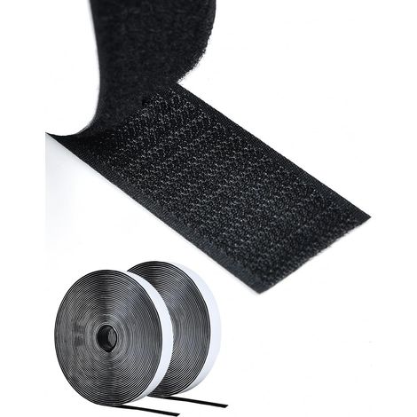2 Rouleaux Bande Agrippante Adhésive,5m x 30mm Nylon Polyester Crochet Boucle Pour Ménage Bricolage