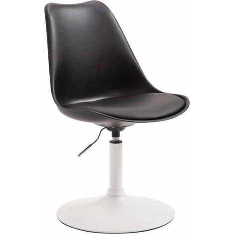 Chaise de salle à manger x1 pivotante hauteur réglable en plastique noir et pied trompette en métal blanc 100008275 (1/5)