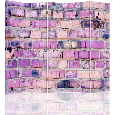 Paravento bilaterale, Muro di mattoni in rosa - 180x170 (1/5)