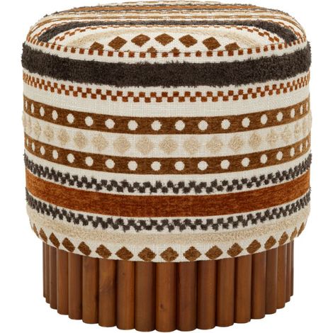 Pouf etnico compatto multicolor in poliestere (1/5)
