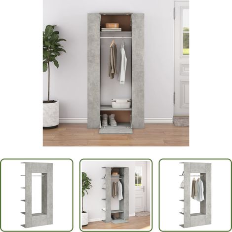 Garderobenschrank - Flurschränke 2 Stk. Betongrau Holzwerkstoff (1/5)