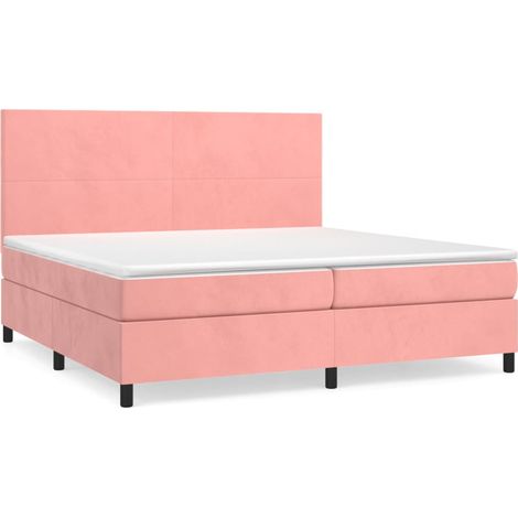 Maison Exclusive - Cama box spring con colchón terciopelo rosa 20