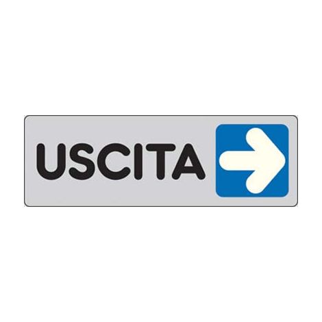 TARGA SEGNALETICA ADESIVA USCITA DX - VINILE CM 15X5- 10 pezzi