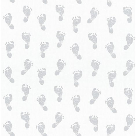 BRICOFLOR Papier peint motif Tapisserie motif Papier peint enfant Papier peint intissé Gris Blanc - 10,05 x 0,53 m (1/5)