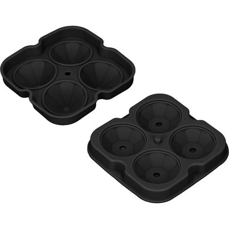 Eisformen aus wiederverwendbarem, flexiblem Silikon, temperaturbeständig von -40 °C bis 215 °C, antihaftbeschichtet, 4 Eiswürfelformen mit abnehmbarem Deckel für Whisky-Cocktails, Schwarz (1/5)
