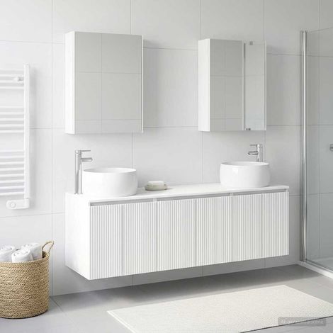 vidaXL Bathroom Cabinet Set 5 pcs White Engineered Wood (1/5)