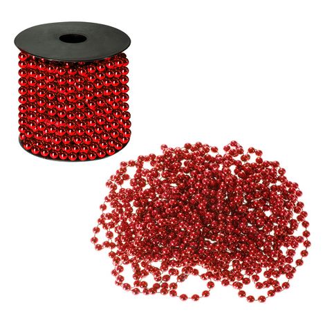 Girlanda per l'albero di Natale, 10 metri di perline di corallo, diametro 8 mm, colore rosso.