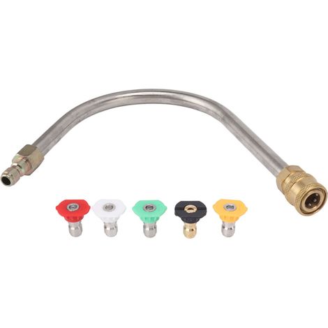 Rallonge pour nettoyeur haute pression en acier inoxydable et laiton, 4000 psi, raccord rapide 1/4 pouce, lance de pulvérisation courbée de remplacement en forme de U avec 5 buses