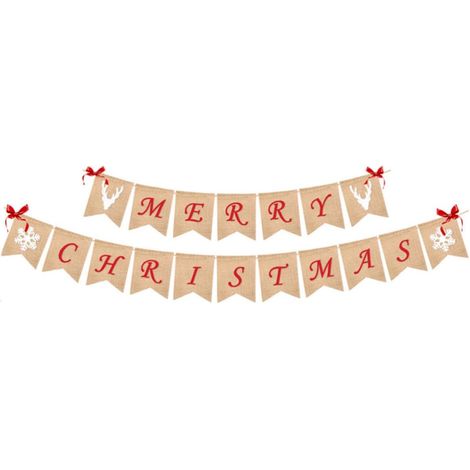 Bannière de Noël en Toile de Jute Suspendue, 2m, Fête (1/5)