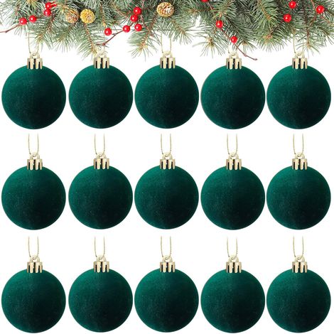 15er-Packung beflockte Weihnachtskugeln – 5 cm – Weihnachtsbaumschmuck – Weihnachtsdekoration – beflockte Weihnachtskugeln – grün (1/2)