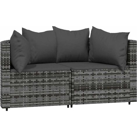 Maison Exclusive - Garten-Ecksofas mit Kissen 2 Stk. Grau Poly Ra