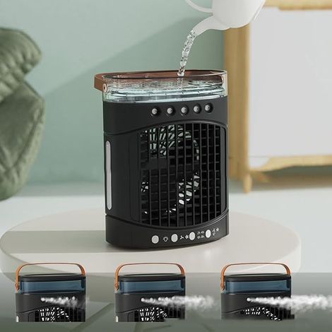 600ml Humidifying Fan with LED Light - 2 Adjustable Fan Speeds, 5 Mist Nozzles - Plug-in (1/5)