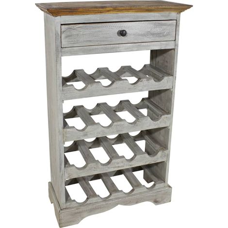 Casier à bouteilles Bois massif de récupération 55 x 23x85 (1/3)