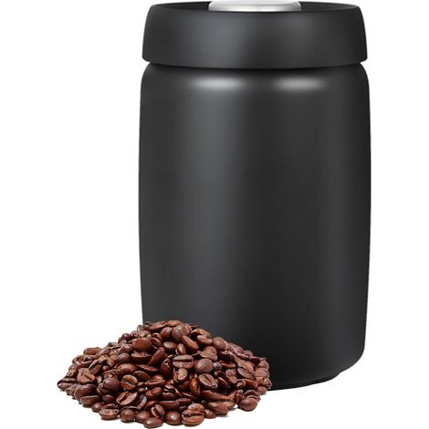 Barattoli sottovuoto per caffè e contenitori per alimenti (caffè, tè, barattoli in acciaio inox con coperchi per aromaterapia, barattoli per caffè) nero opaco (1200 ml) (1/5)