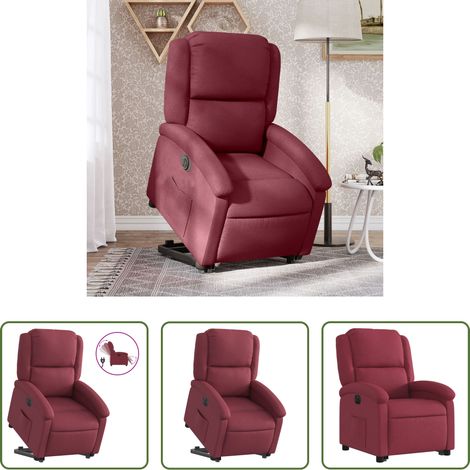 vidaXL Sillón eléctrico reclinable elevable de tela rojo tinto (1/5)
