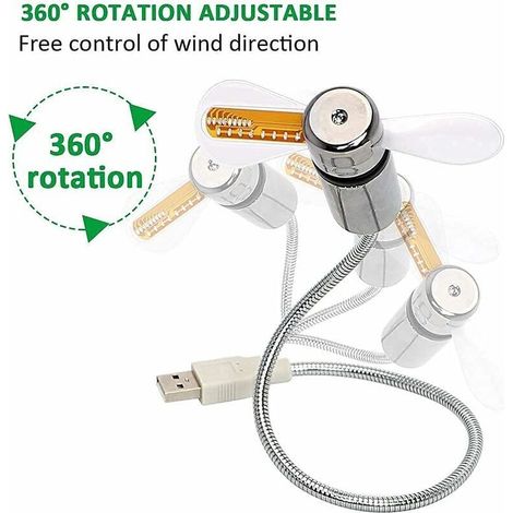 Mini ventilatore con orologio USB, ventilatore flessibile a collo d'oca HuiHeng con LED e display dell'ora USB per PC e computer desktop. (1/4)