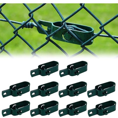 Tendeur Grillage, 10 Pièces Tendeur de Clôture, Tendeurs à Fil Barbelé, Ajusteur de Clôture de Verrouillage 100 mm, Kit de Connecteurs de Corde pour Fil de Tension pour Cjardin, Câble à Cliquet(Vert) (1/5)