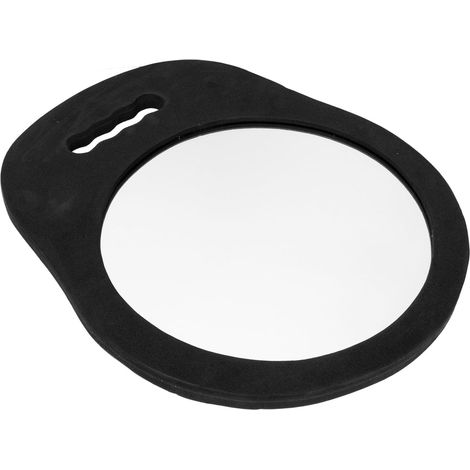 Runder Handspiegel – 1 Stück – Rahmen aus Schaumstoff und Glas – HD-bruchsichere Oberfläche – Für Friseur- und Kosmetiksalons – Schwarz, 34 x 27,5 cm (1/5)