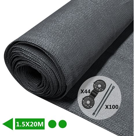 VOUNOT® Zaunblende 1.5×20m, Sichtschutz Zaun 90 g/m² HDPE Schattiernetz, Anthrazit