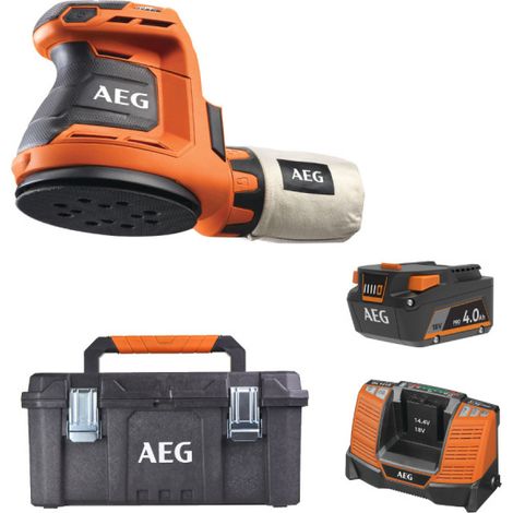 Pack AEG 18V - Levigatrice eccentrica 125mm - Batteria 4.0 Ah - Caricatore - Scatola di conservazione