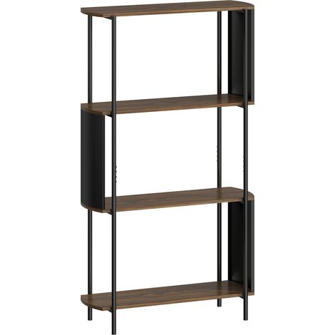 Étagère Niederfeld Design Industriel 4 Niveaux Bicolore Grain de Bois Noir 80x30x141 cm (1/5)