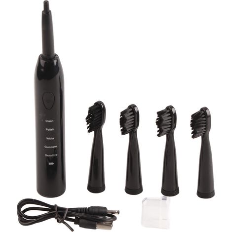Brosse à dents électrique sonique rechargeable USB pour adultes étanche noire (1/5)